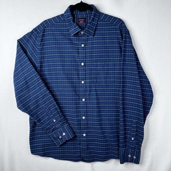 UNTUCKit Flannel Shirt Mens XL Button-Up Blue Plaid Cotton Long Sleeve Michelot - Picture 1 of 10